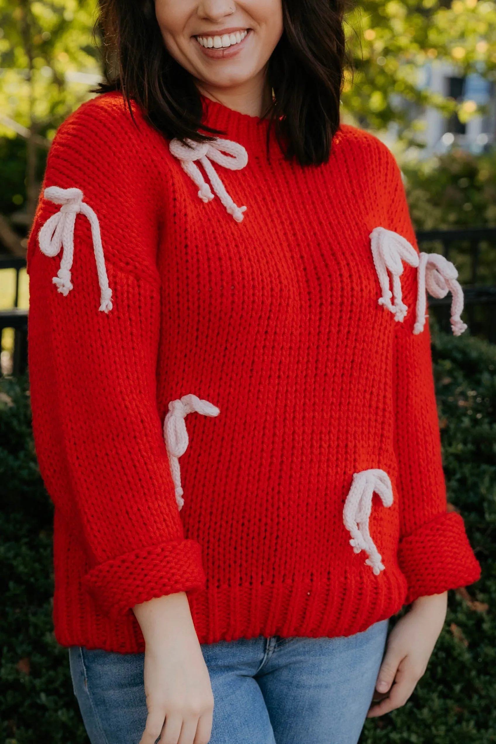 Brooke Bow Detail Chunky Knit Sweater