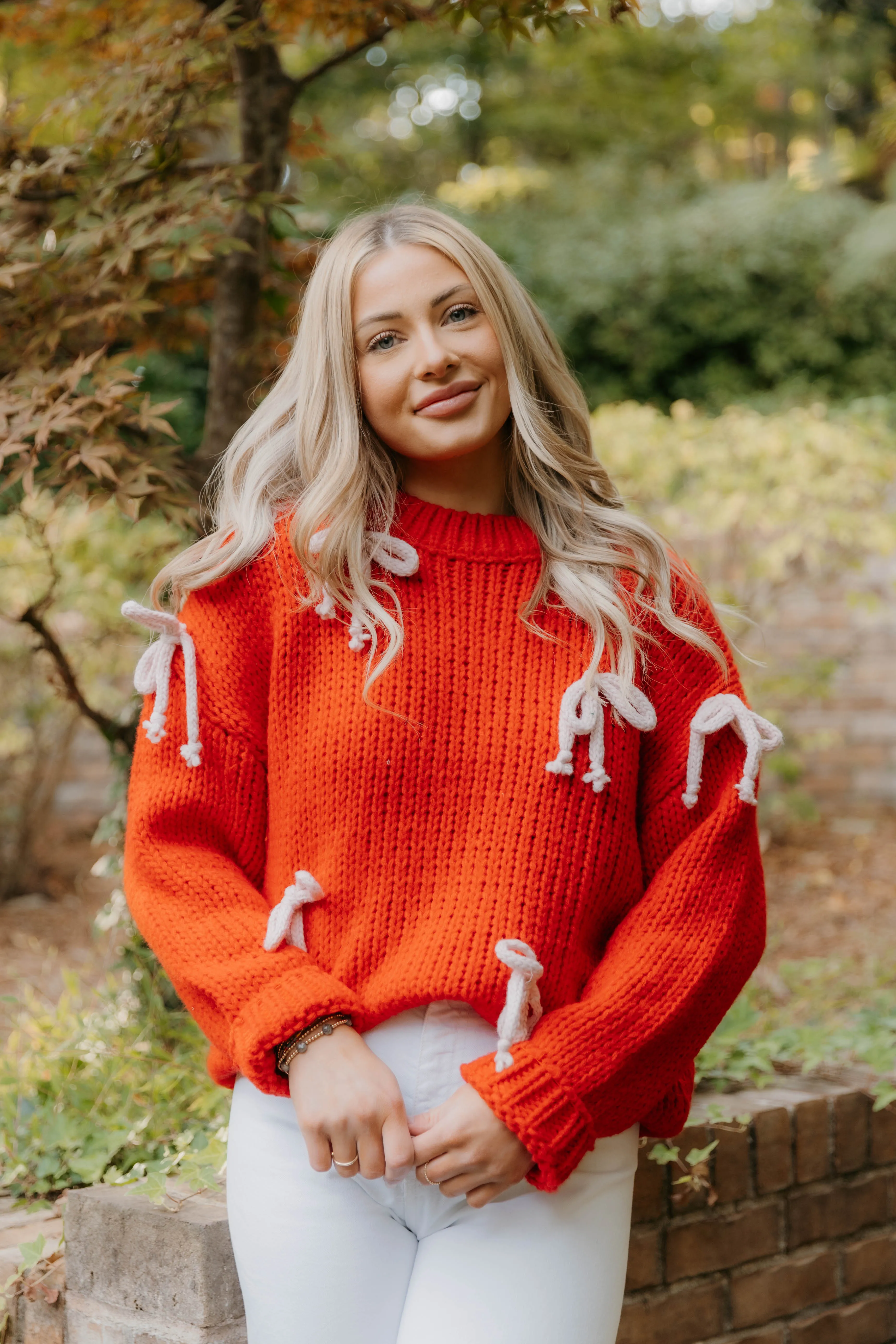 Brooke Bow Detail Chunky Knit Sweater
