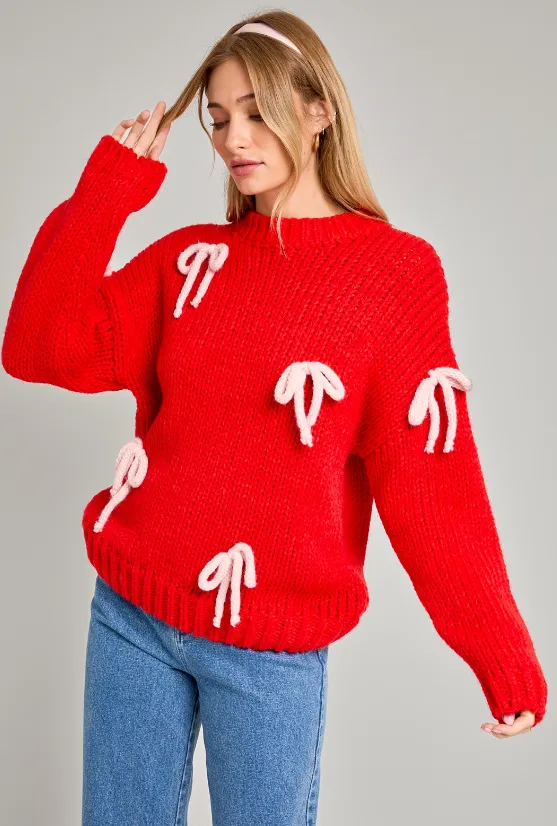 Brooke Bow Detail Chunky Knit Sweater