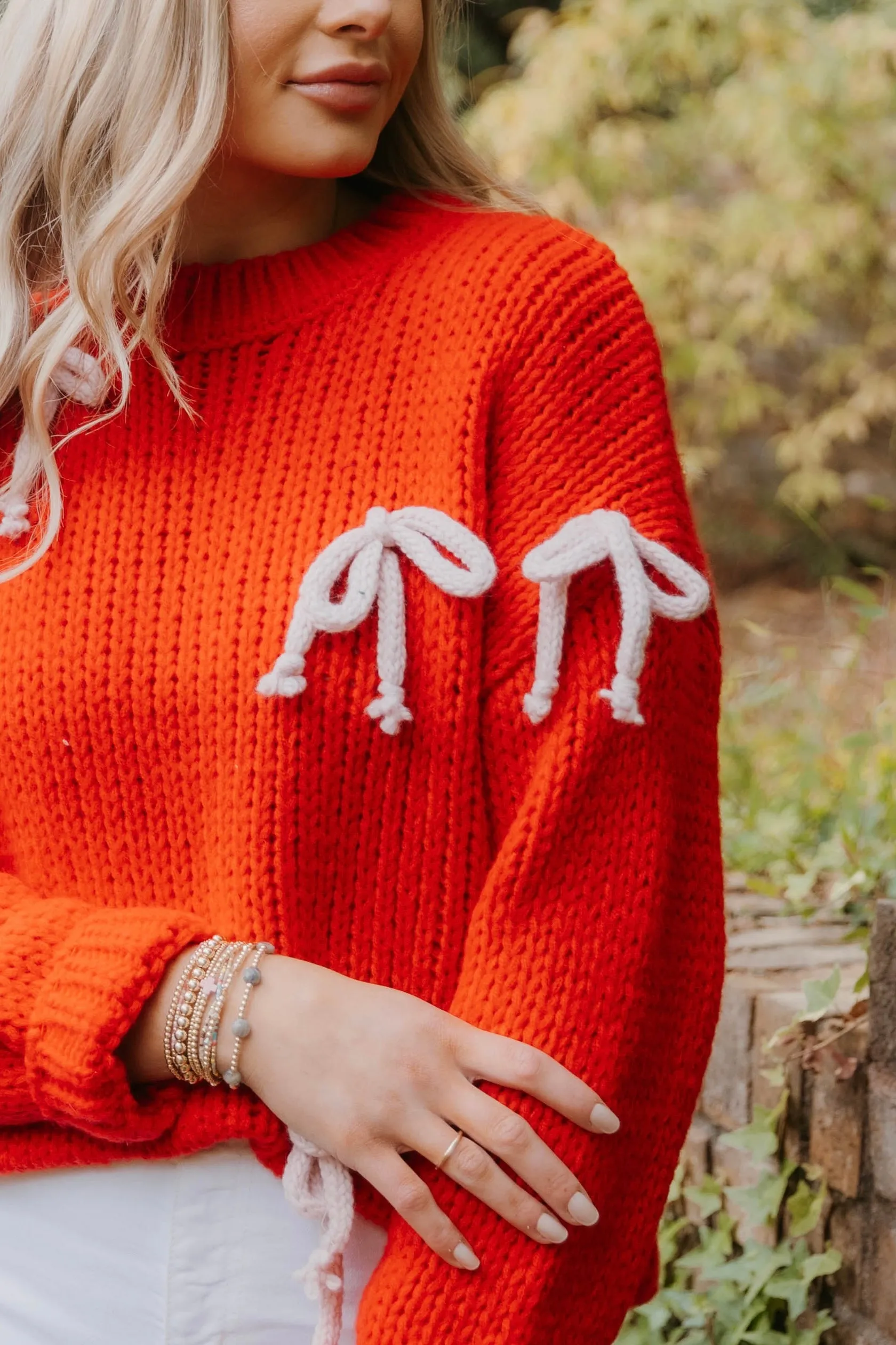 Brooke Bow Detail Chunky Knit Sweater