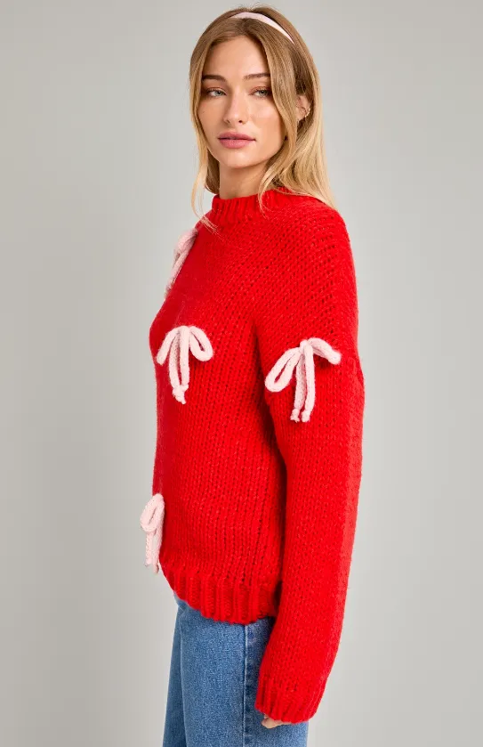 Brooke Bow Detail Chunky Knit Sweater