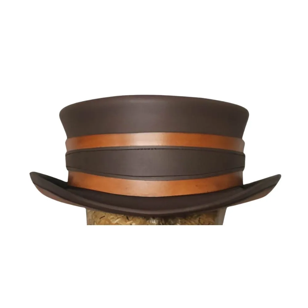 Brown Strap Leather Top Hat