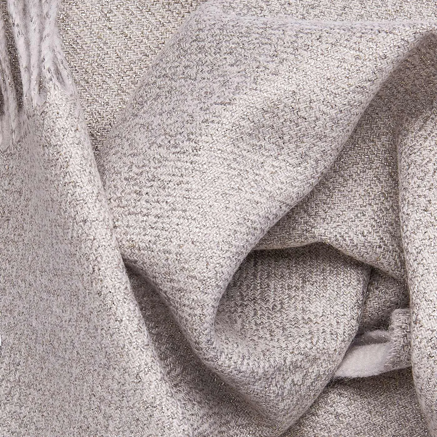 Cashmere Scarf ANTORINI in Gleaming Craem with Gold Thread