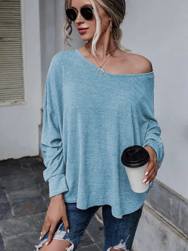 Ciera Solid Color Loose Tie Back Drop Shoulder T-Shirt Loose Casual All-Match