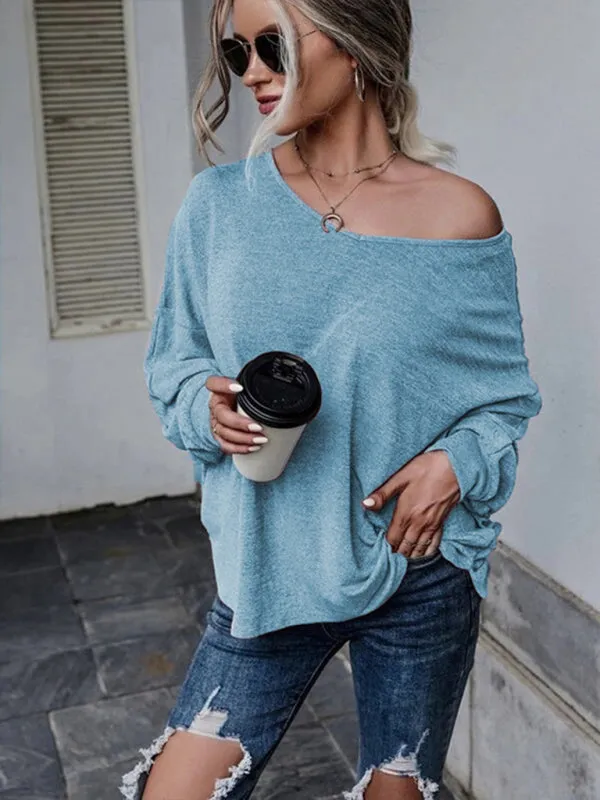 Ciera Solid Color Loose Tie Back Drop Shoulder T-Shirt Loose Casual All-Match