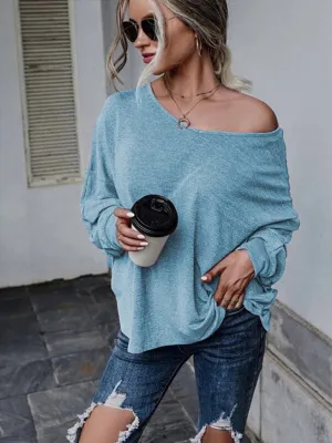 Ciera Solid Color Loose Tie Back Drop Shoulder T-Shirt Loose Casual All-Match