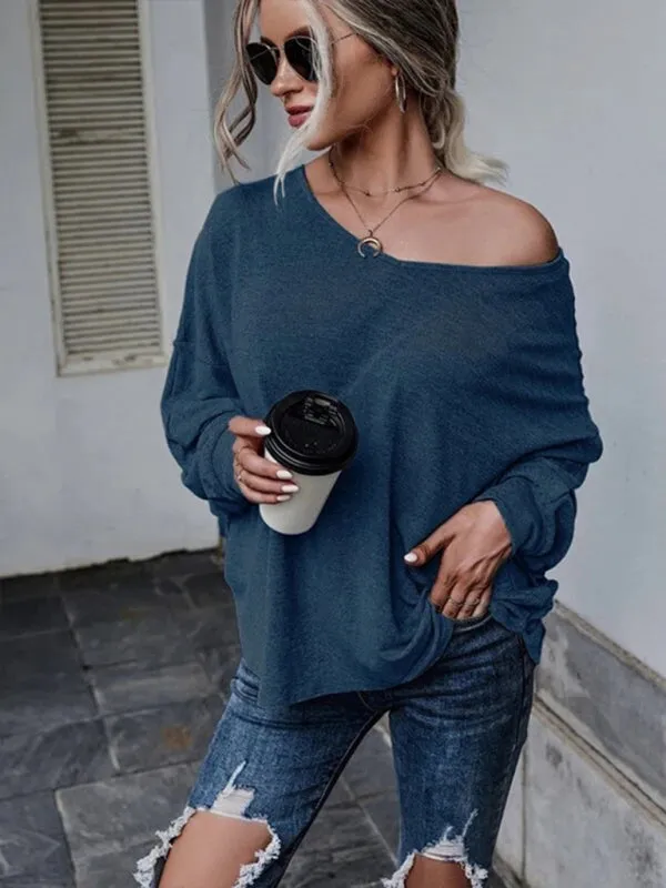 Ciera Solid Color Loose Tie Back Drop Shoulder T-Shirt Loose Casual All-Match