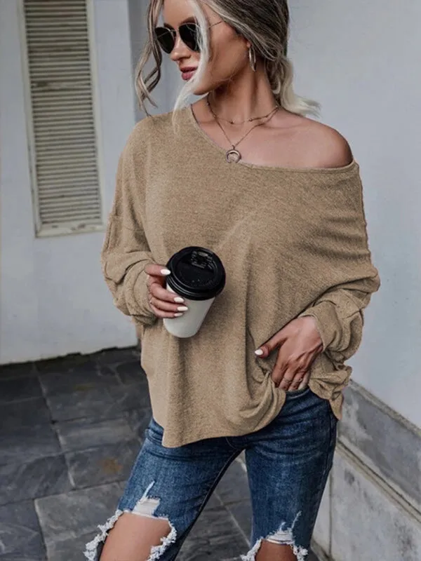 Ciera Solid Color Loose Tie Back Drop Shoulder T-Shirt Loose Casual All-Match