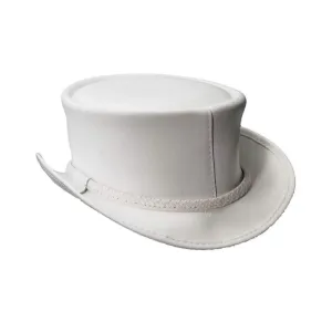 Classic White Leather Top Hat