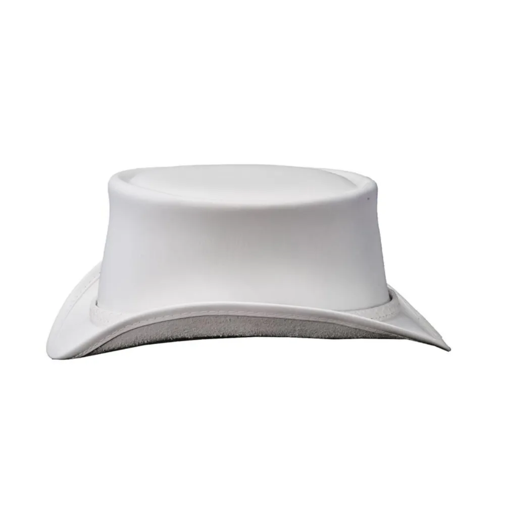 Classic White Leather Top Hat