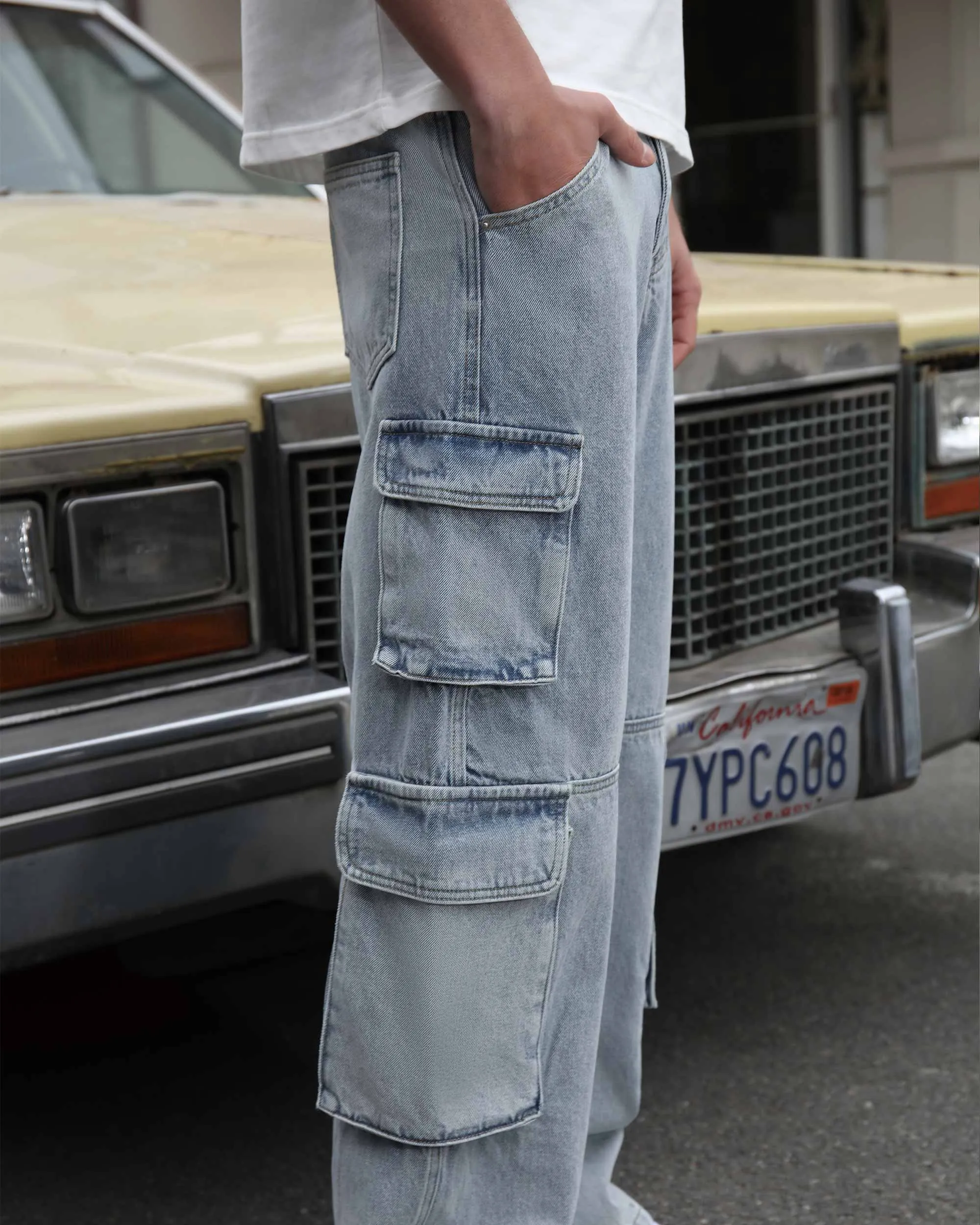 Comfortable Blue Baggy Jeans with Large Pockets-Mexico Local Delivery