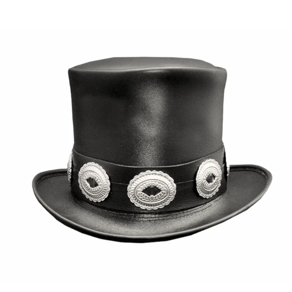 Concho Band Leather Top Hat