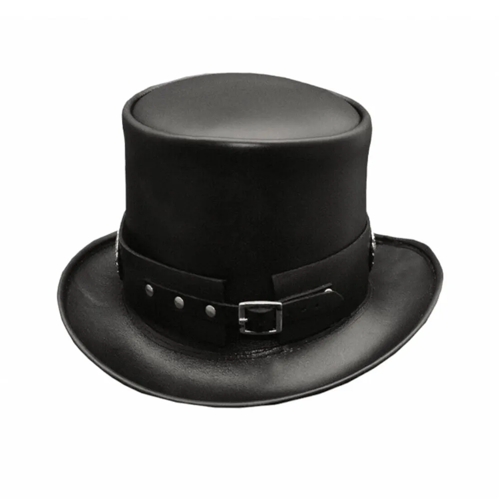 Concho Band Leather Top Hat