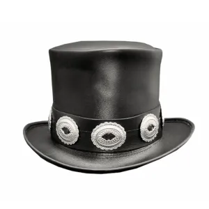 Concho Band Leather Top Hat