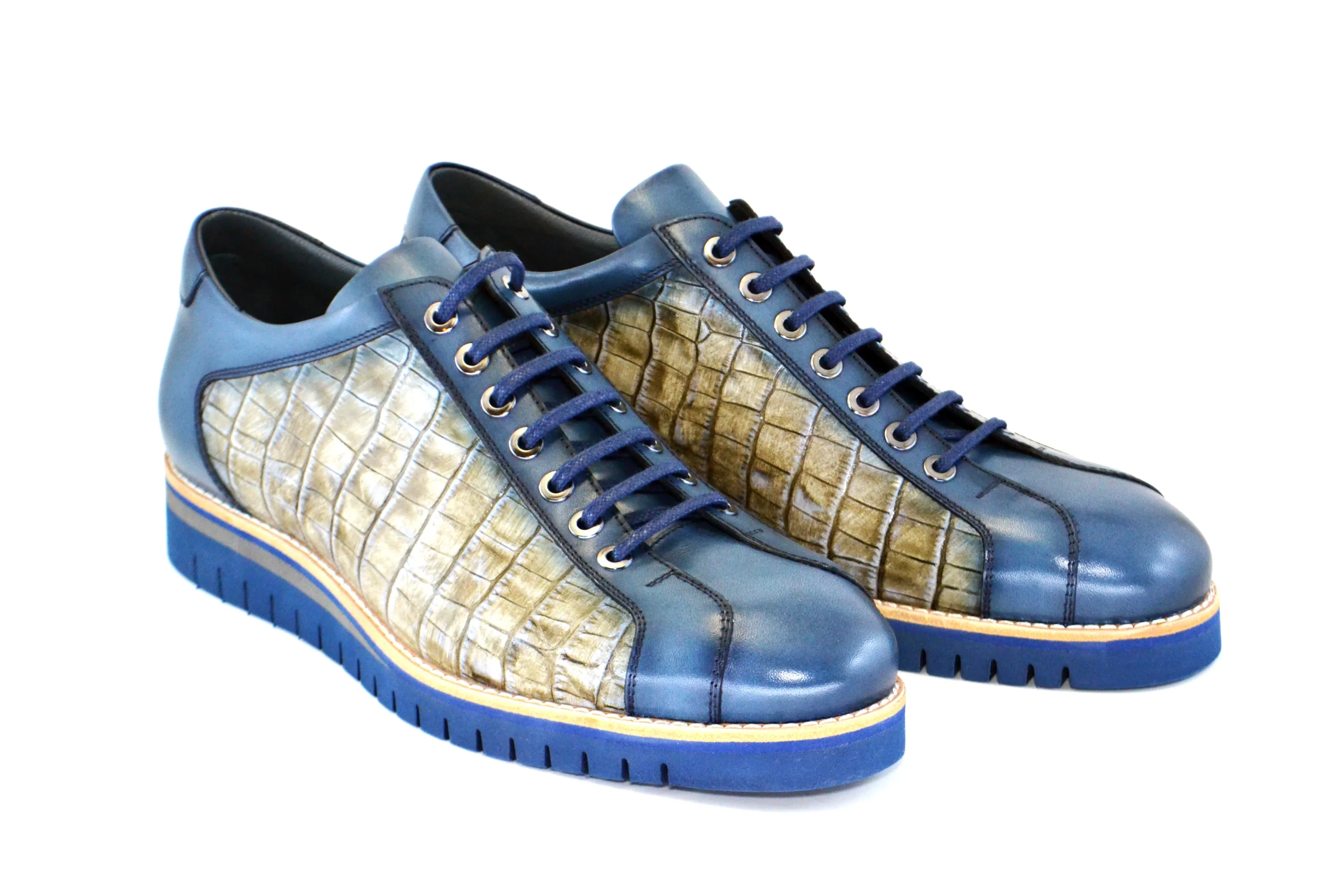 Corrente Printed Calfskin Belt Blue