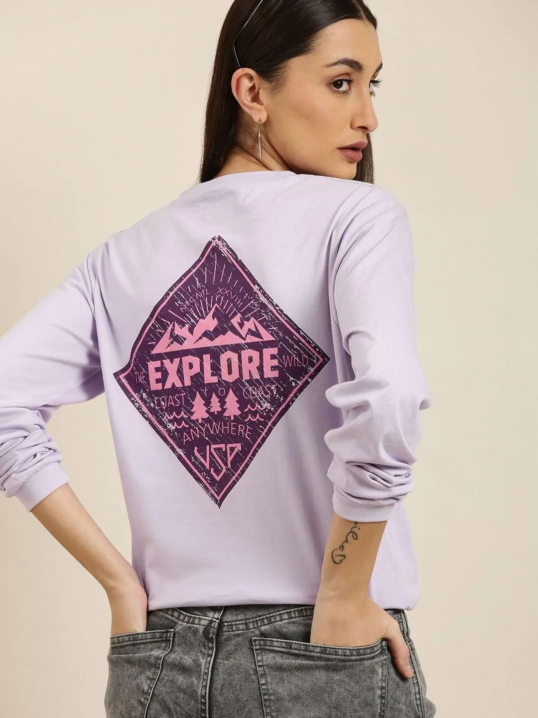 Dillinger Women's Lavender Graphic Oversized T-Shirt