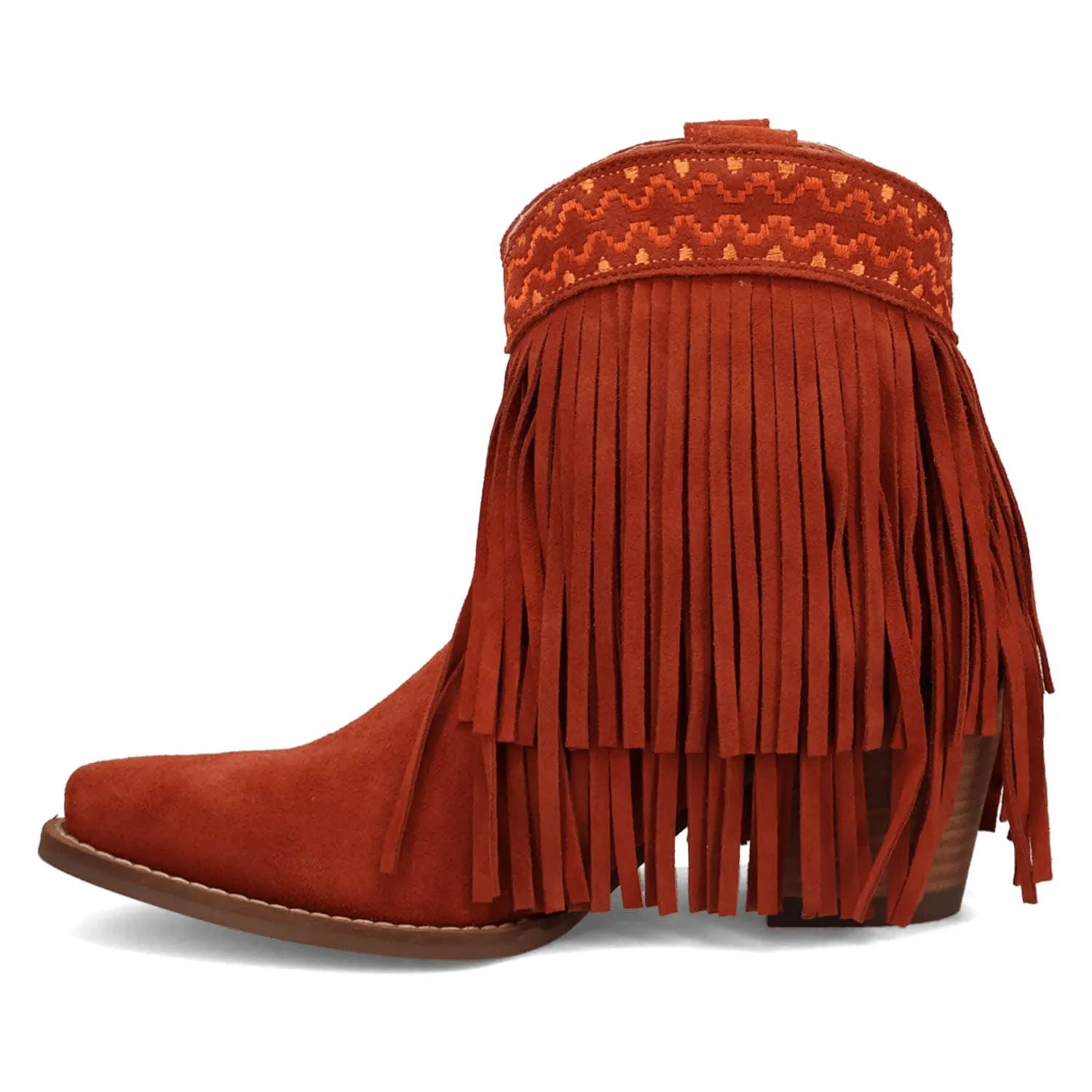 Dingo Womens Tapadero Bootie Rust Suede Cowboy Boots