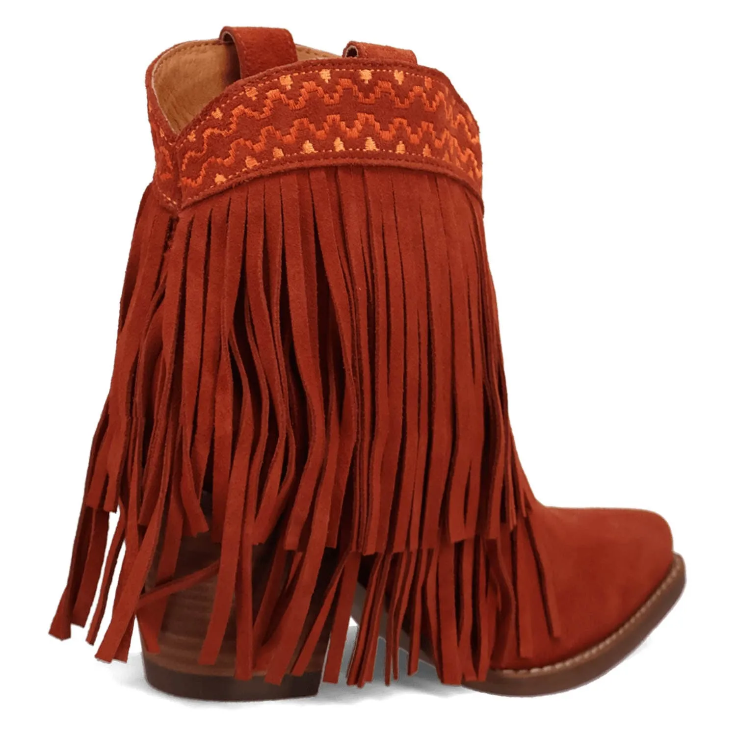 Dingo Womens Tapadero Bootie Rust Suede Cowboy Boots