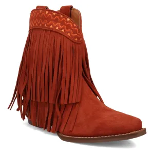 Dingo Womens Tapadero Bootie Rust Suede Cowboy Boots