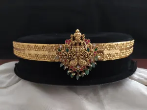 Divine Lakshmi and Peacock Hip-Belt with Jadau Kundan Stones