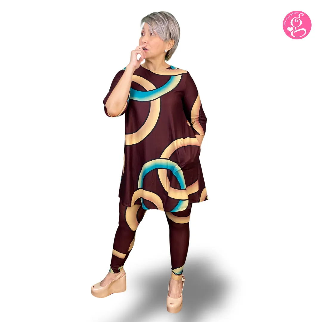 Genevieve Gozum Luxe Marshmallow Printed Blouse & Pants / Leggings