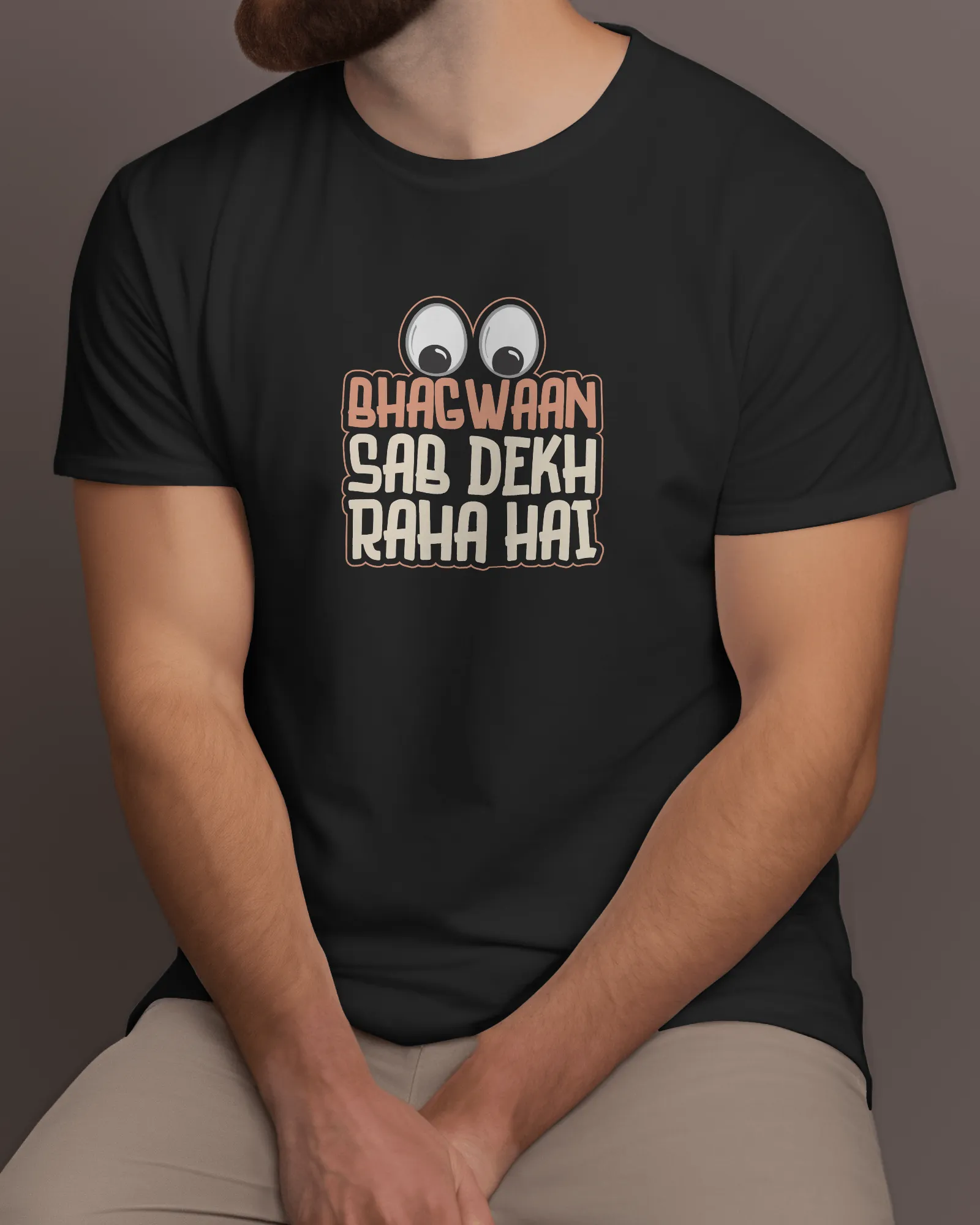 Half Sleeves Men T-Shirt - Bhagwaan Sab Dekh Raha Hai