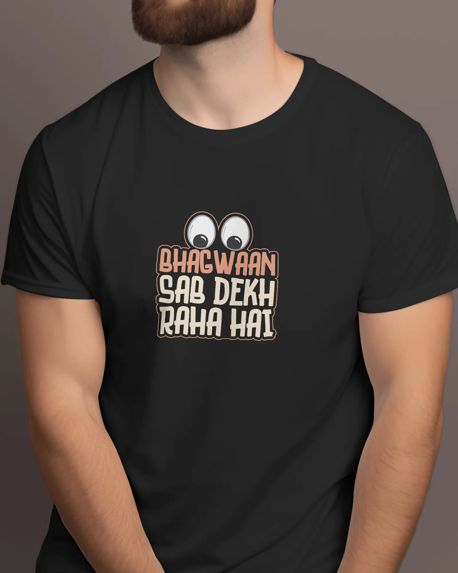 Half Sleeves Men T-Shirt - Bhagwaan Sab Dekh Raha Hai