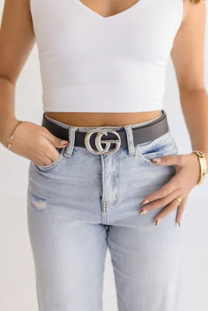 Kendra Logo Buckle Belt Black