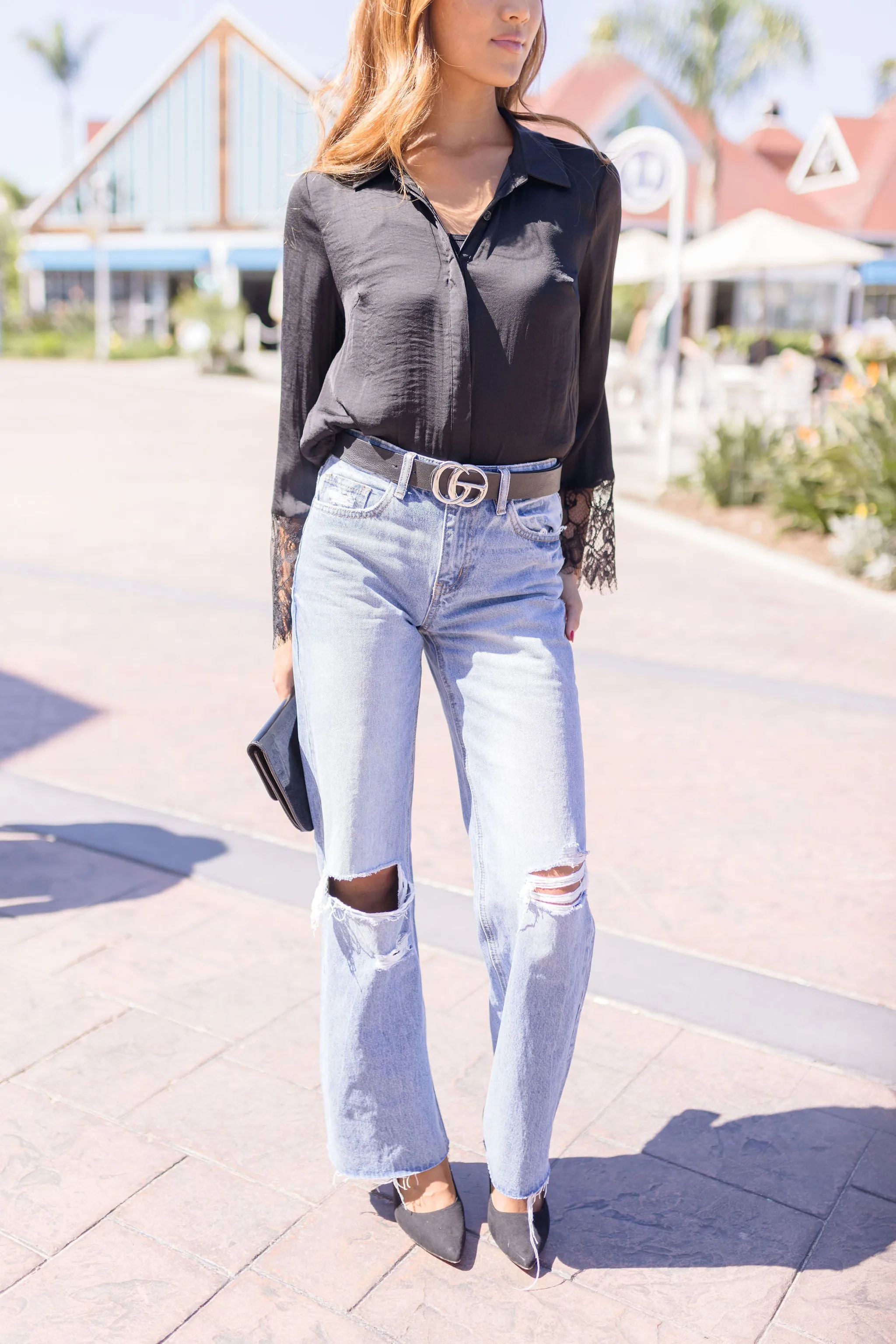 Kendra Logo Buckle Belt Black