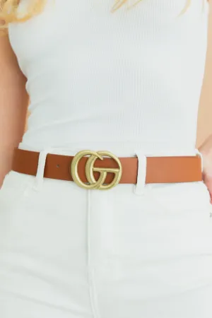 Kendra Logo Buckle Belt Brown