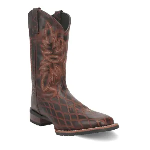 Laredo Mens Grid Rust Leather Cowboy Boots