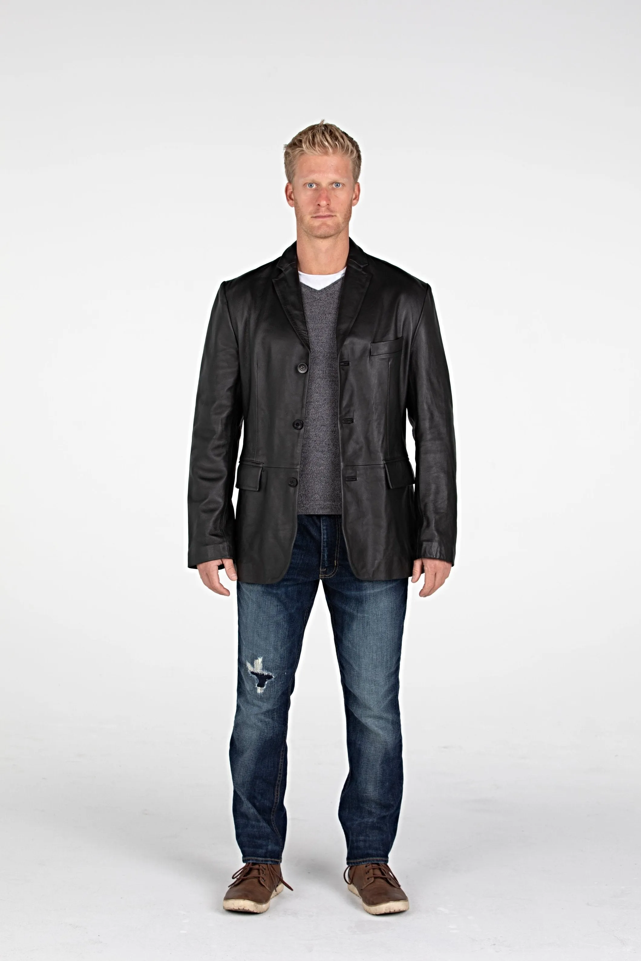 Men's Sicilian 3 Button Lamb Leather Blazer - Discounted!
