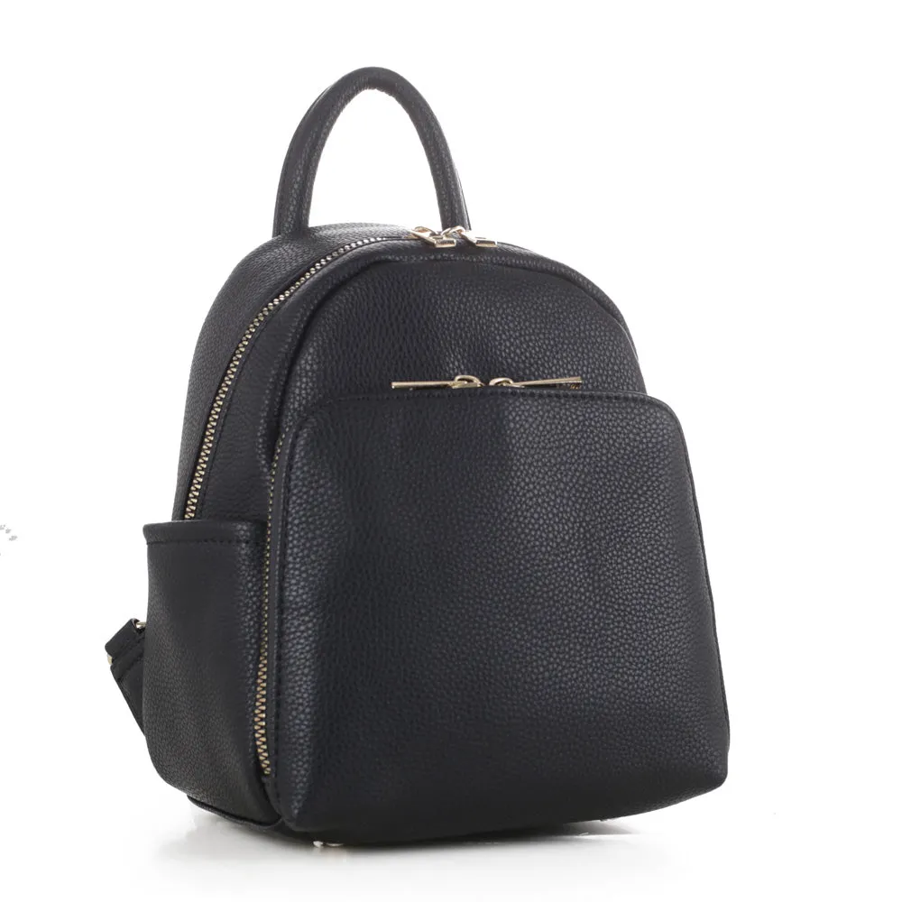 Multi-Zip Vegan Leather Backpack