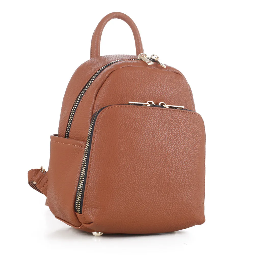Multi-Zip Vegan Leather Backpack