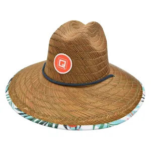 Qwave Straw Hats for Women - Stylish Tropical Print Designs, Beach Gear Sun Hats for Women, Lifeguard Hat with Sun Protection  - Red Tropical Print