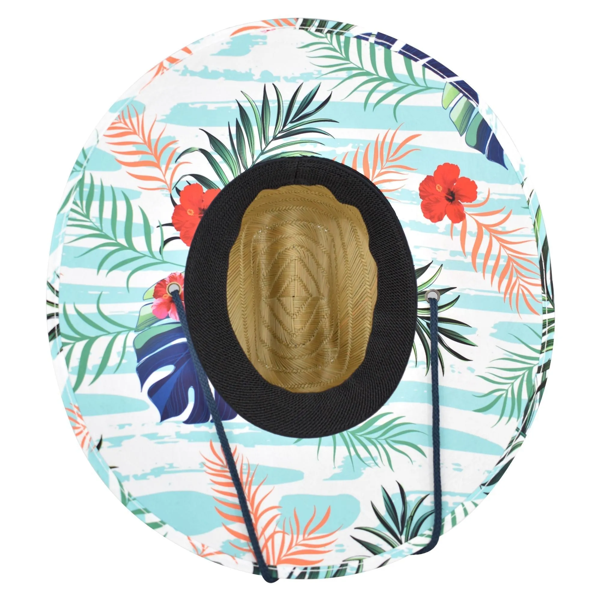Qwave Straw Hats for Women - Stylish Tropical Print Designs, Beach Gear Sun Hats for Women, Lifeguard Hat with Sun Protection - Red Tropical Print