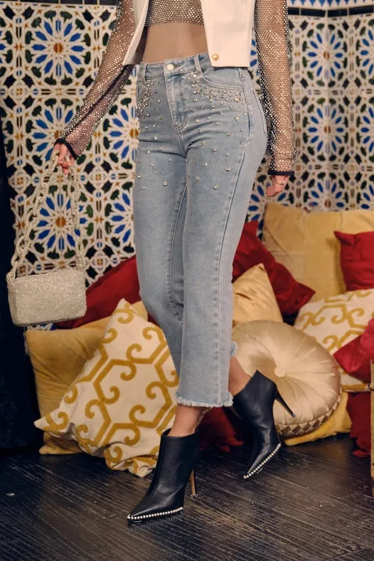 Rhinestone Denim Jeans