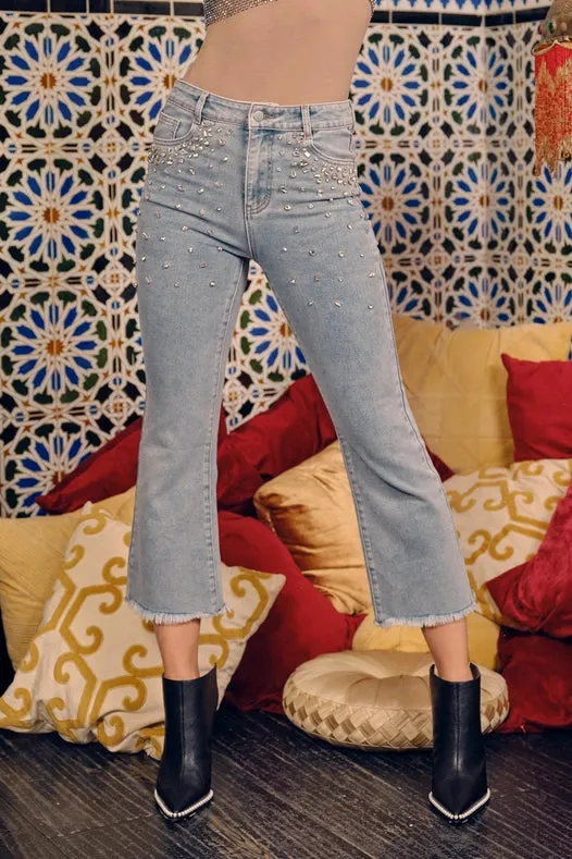 Rhinestone Denim Jeans
