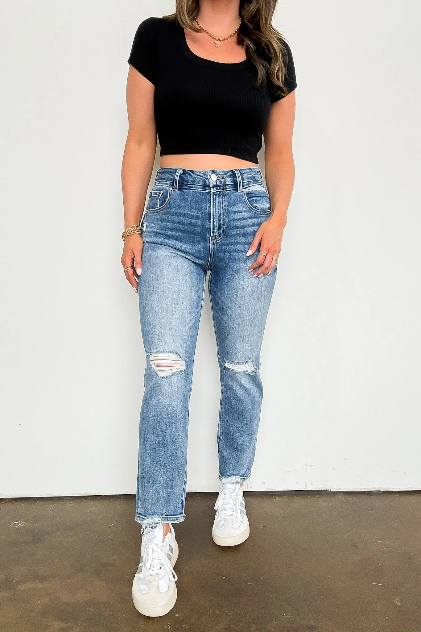 Sleek Horizons High Rise Crop Straight Jeans
