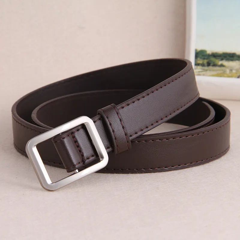 Square Shaped Silver Buckle CoffeeBrown Belts JLTHB0230