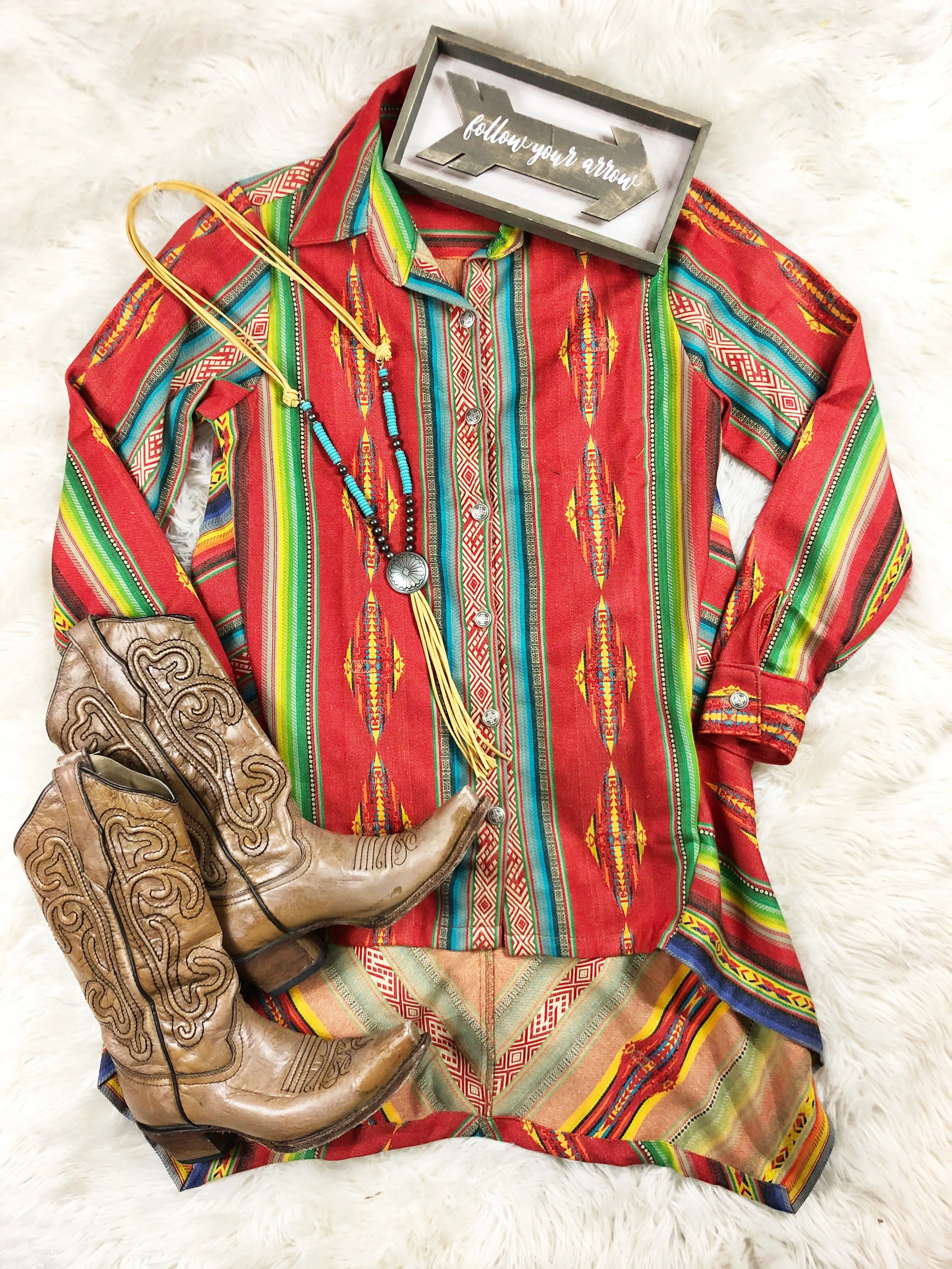 The Tammy Serape Button Down Top