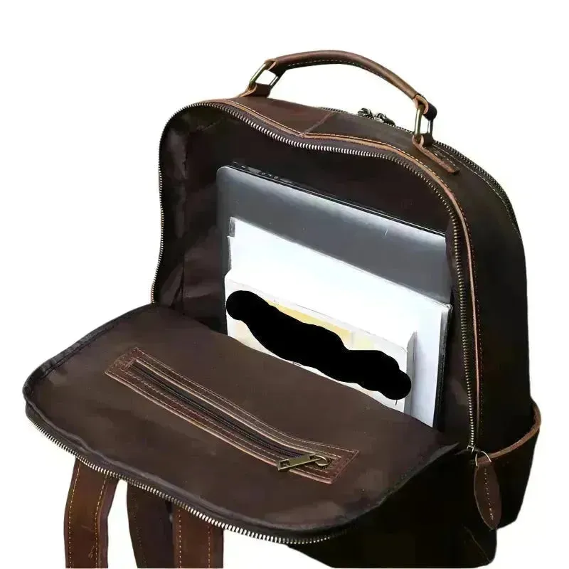 Timeless Vintage Leather Laptop Backpack for Men - Spacious & Stylish