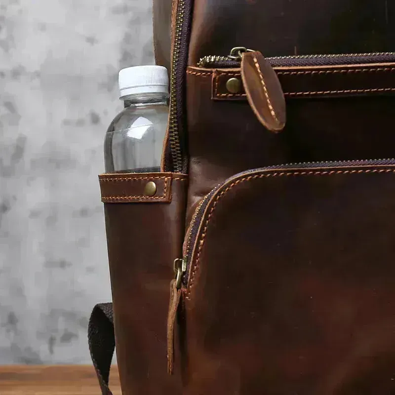 Timeless Vintage Leather Laptop Backpack for Men - Spacious & Stylish