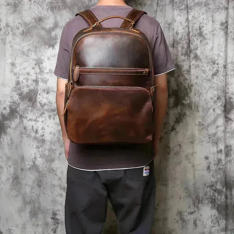 Timeless Vintage Leather Laptop Backpack for Men - Spacious & Stylish