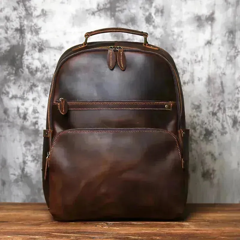 Timeless Vintage Leather Laptop Backpack for Men - Spacious & Stylish