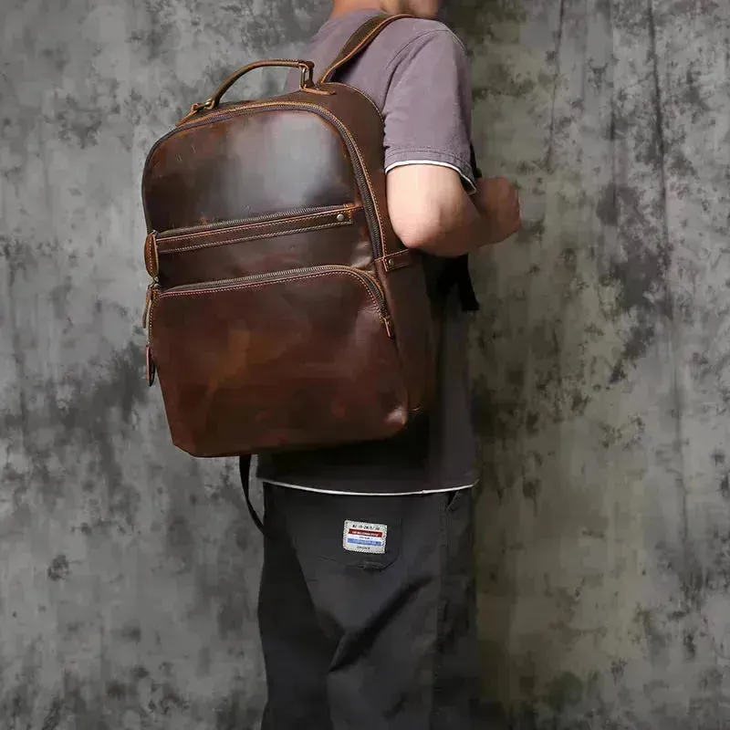 Timeless Vintage Leather Laptop Backpack for Men - Spacious & Stylish