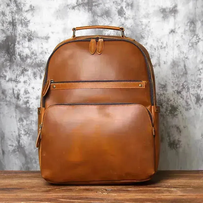 Timeless Vintage Leather Laptop Backpack for Men - Spacious & Stylish