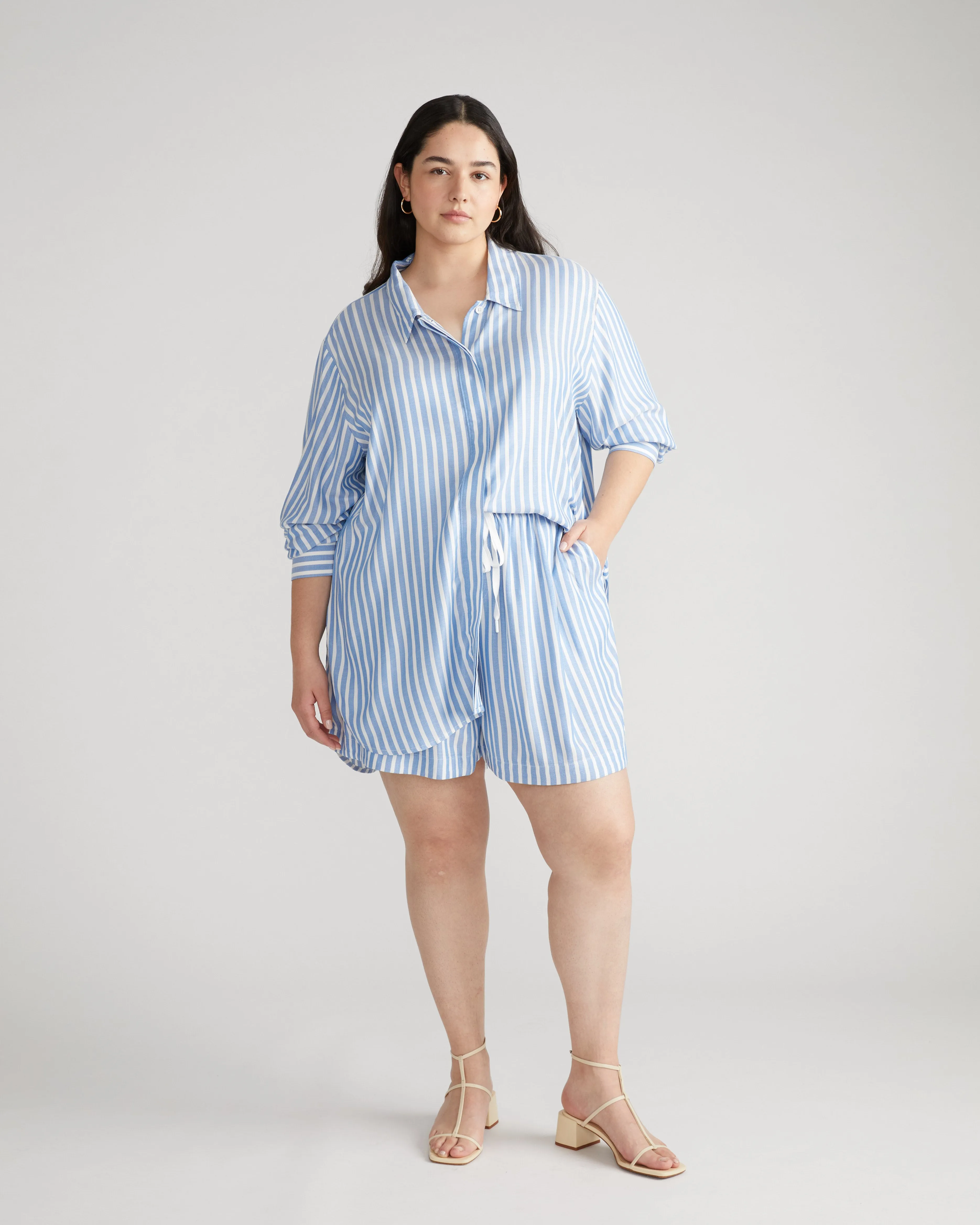 Toni Hi Low Tunic - Blue/White Stripe