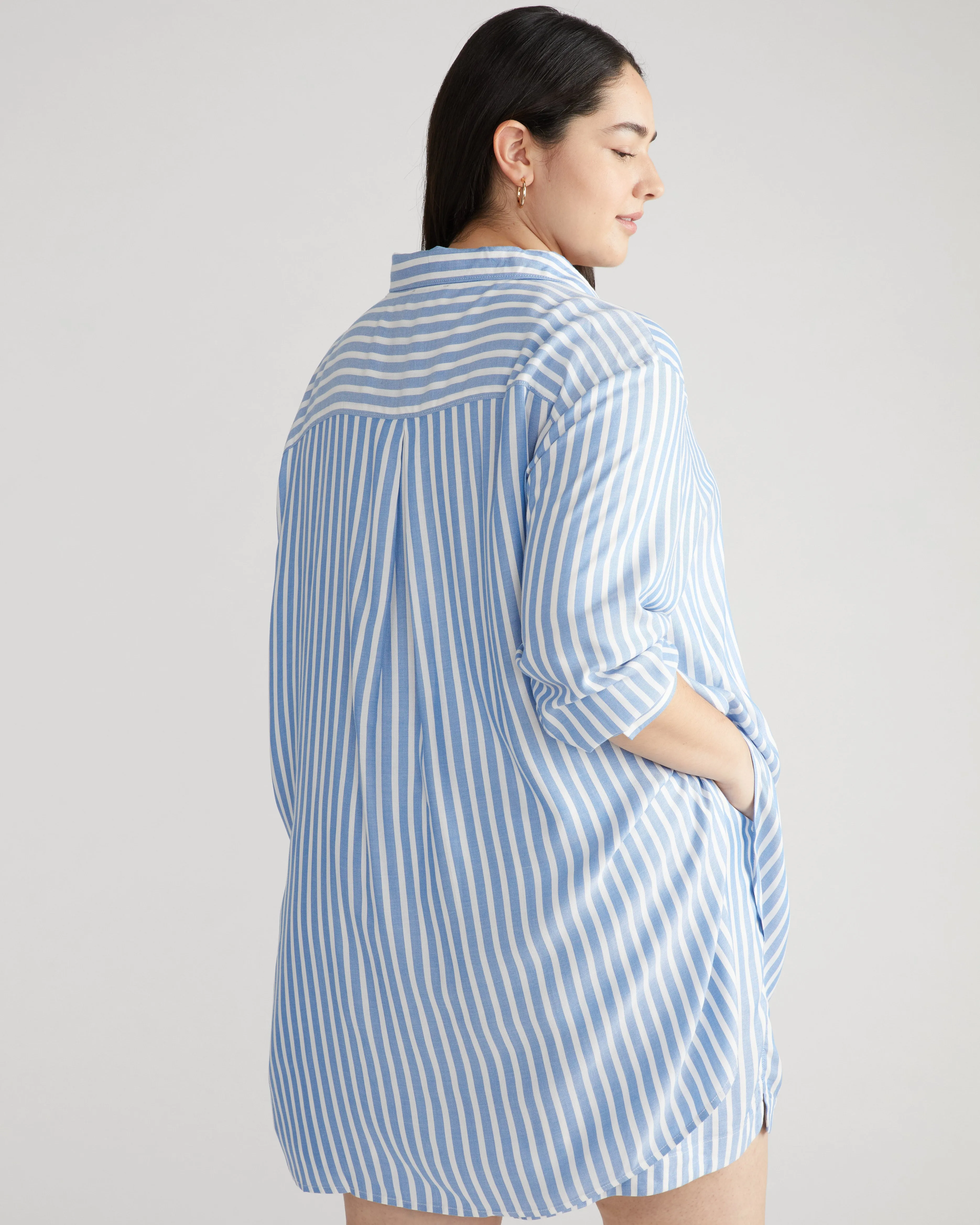 Toni Hi Low Tunic - Blue/White Stripe