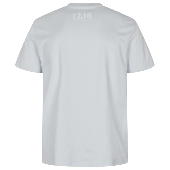 Twelve Sixteen Tee 100% Organic 12.16 logo - Baby Blue
